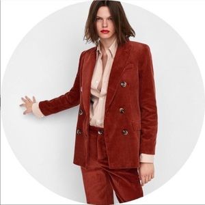 Zara double breasted corduroy blazer